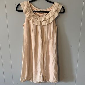 Neutral Ruffle Neck Dress Size Large